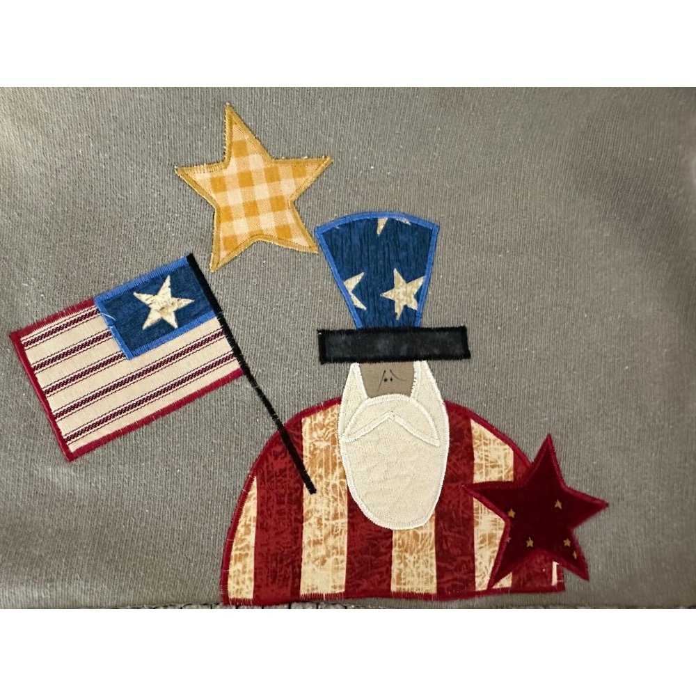 Authentic Pigment Size Small Sweatshirt Gray Embroidered Uncle Sam Patriotic - Picture 2 of 5